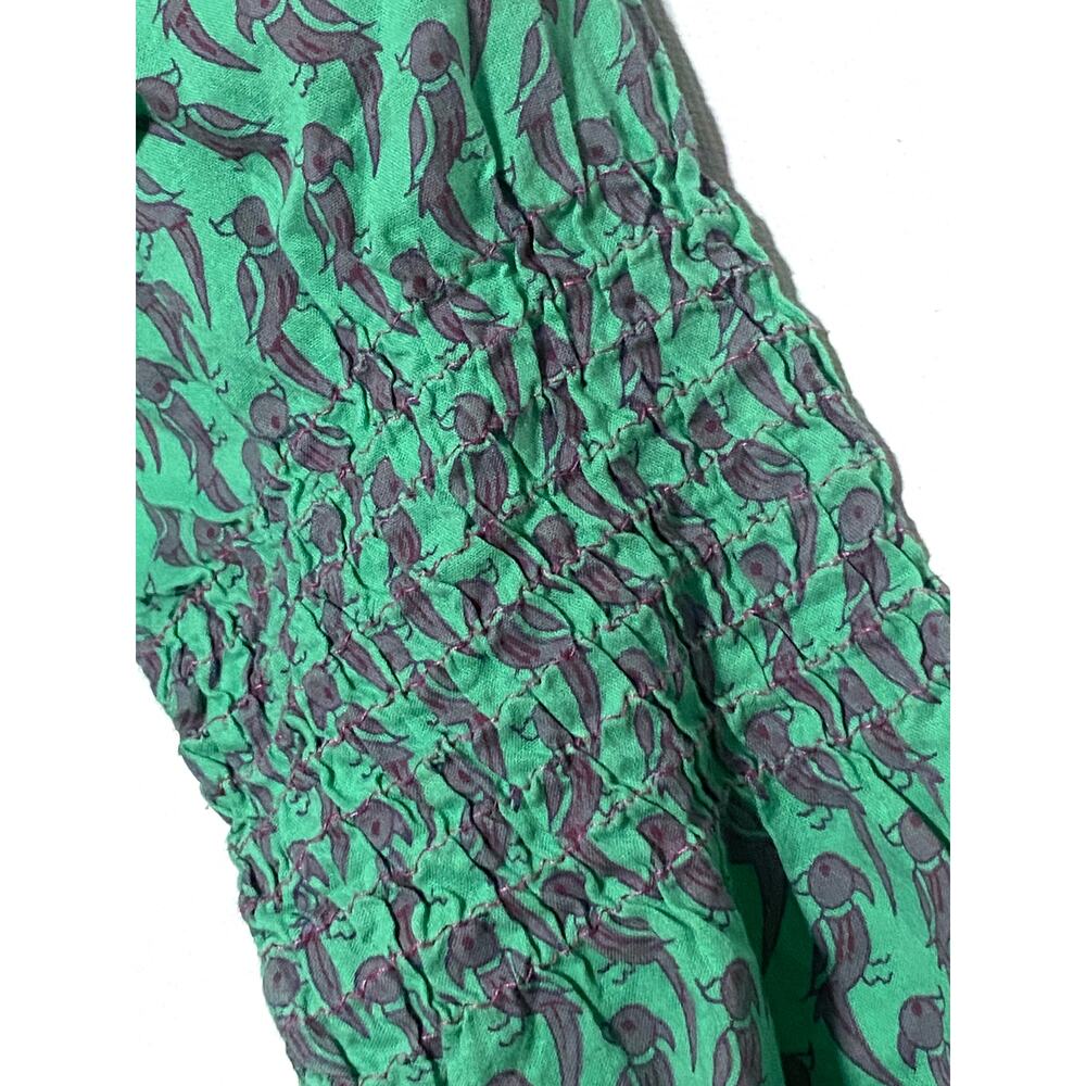 Peek Dress Girls S 4-5 Birds Print AOP Green Purple Hippie Retro Boho Tropical - Picture 2 of 6